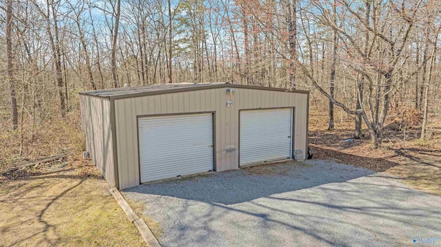 view of detached garage