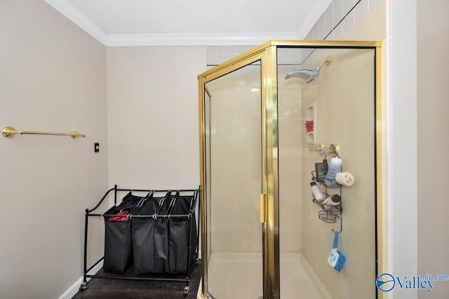 9046 Sugar Tree Trl, Huntsville, AL 35802 - full bathroom featuring ornamental molding and a stall shower