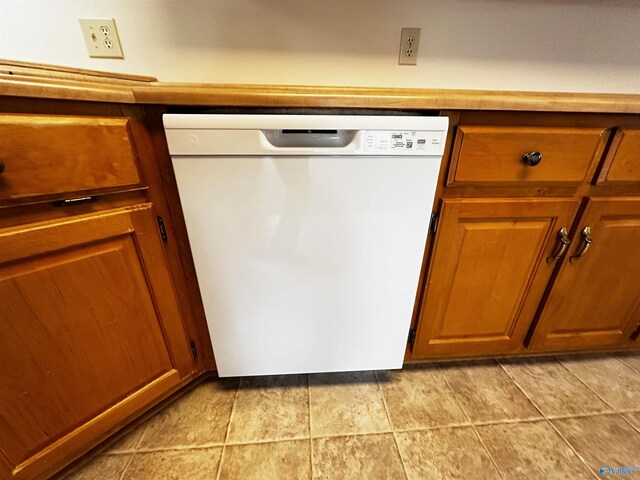 room details with brown cabinets and dishwasher