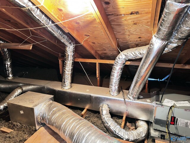 view of unfinished attic