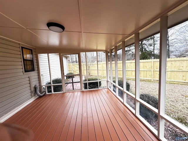 view of unfurnished sunroom