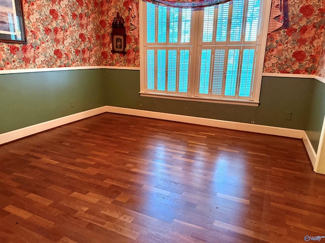 spare room featuring dark wood-type flooring