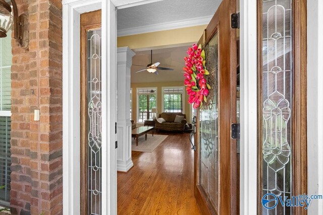219 Sharp Dr, Gadsden, AL 35903 - entrance to property featuring french doors and ceiling fan