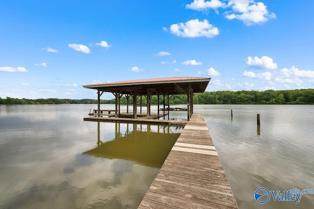 219 Sharp Dr, Gadsden, AL 35903 - dock area with a water view, boat lift, and a forest view