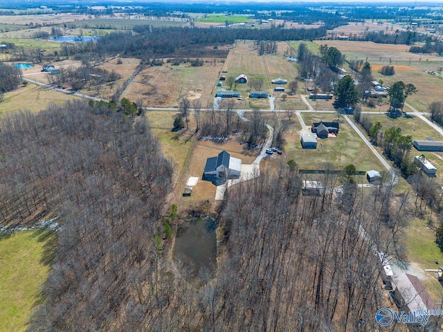 aerial view featuring a rural view