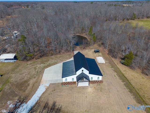 drone / aerial view with a forest view