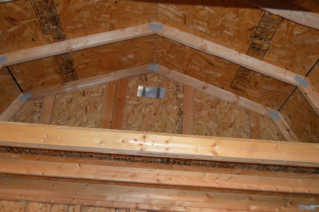 view of unfinished attic