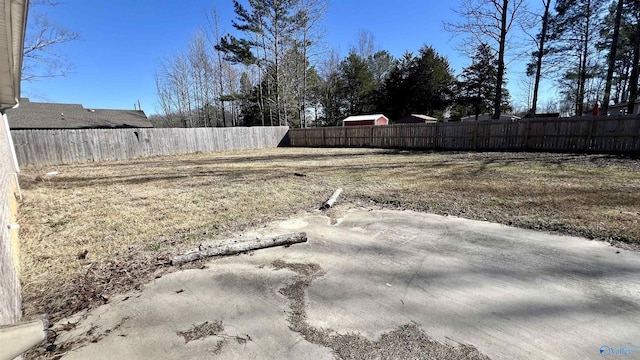 view of yard with a patio area and a fenced backyard