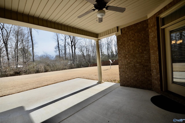 view of patio featuring a ceiling fan