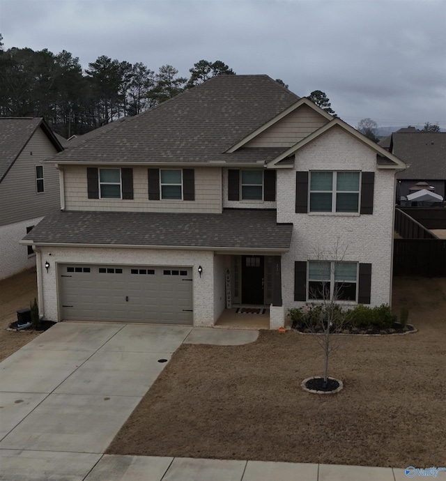 view of front facade featuring a garage