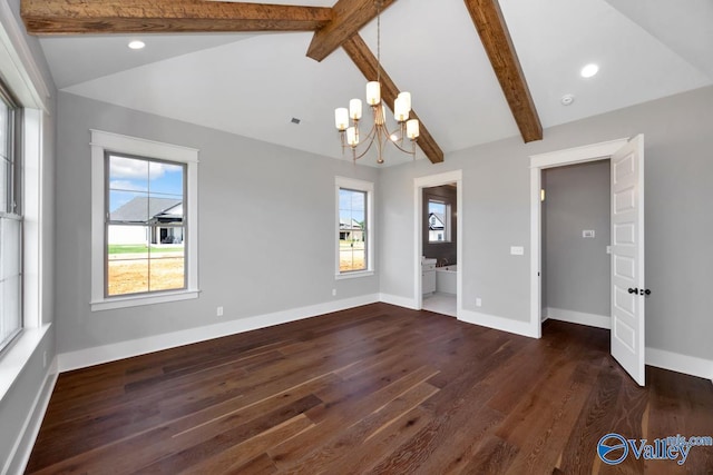 22938 Gunner Cir, Athens, AL 35613 - spare room featuring dark wood finished floors, a chandelier, and baseboards