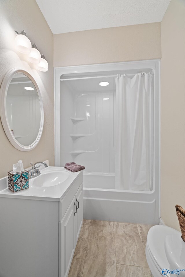 511 Pine Island Cir, Scottsboro, AL 35769 - bathroom featuring shower / bath combination with curtain and vanity