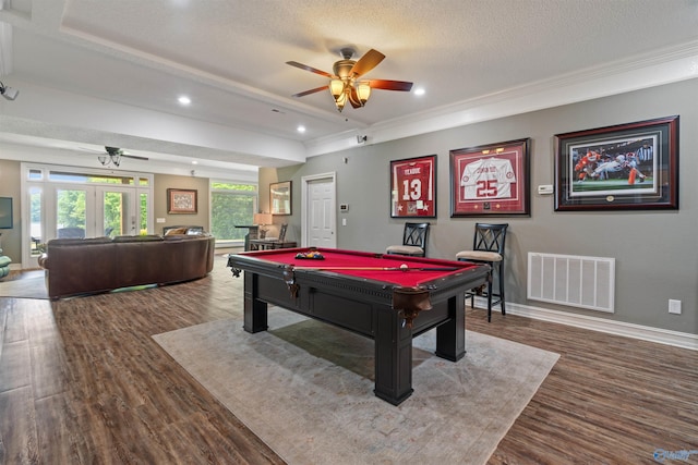 511 Pine Island Cir, Scottsboro, AL 35769 - recreation room with billiards, ceiling fan, wood finished floors, recessed lighting, and baseboards