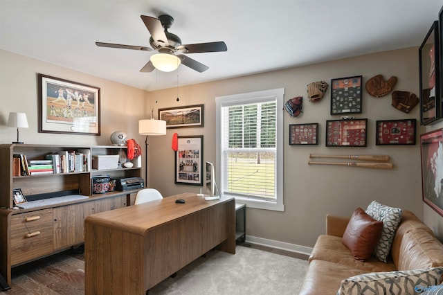 office featuring ceiling fan