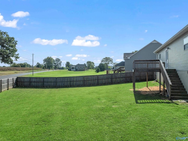 view of yard featuring a deck