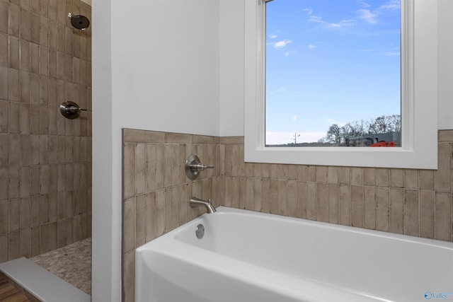 bathroom with plus walk in shower