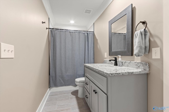 23784 Old Homeplace Way, Athens, AL 35613 - full bathroom featuring vanity, toilet, baseboards, and curtained shower