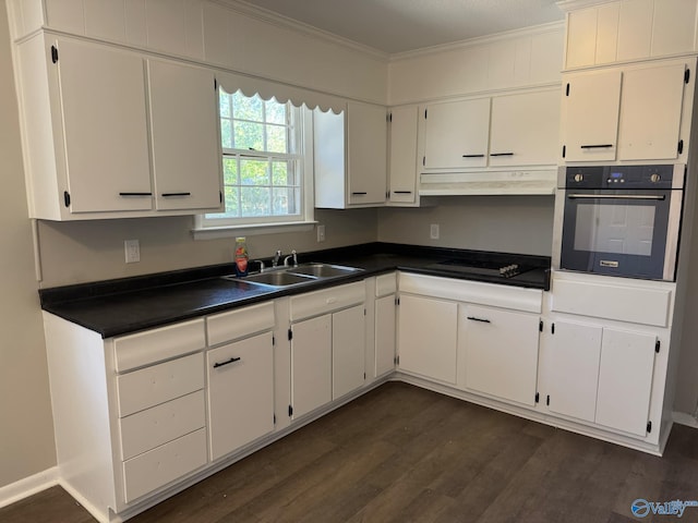 kitchen featuring white cabinetry, black stovetop, oven, and sink