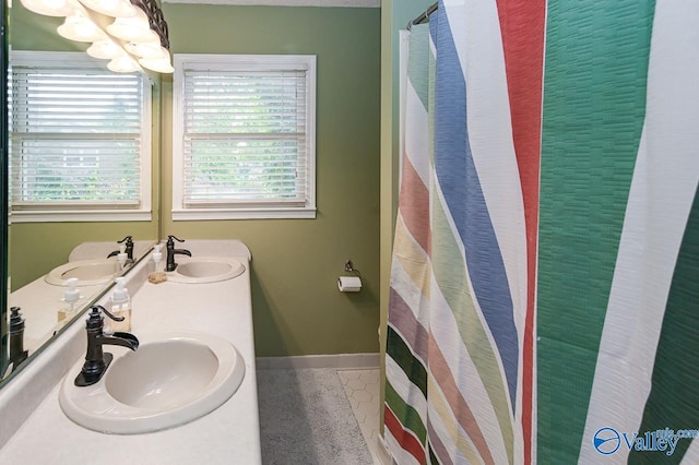 bathroom featuring double sink vanity