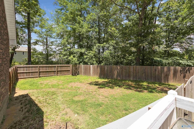 view of yard featuring a fenced backyard