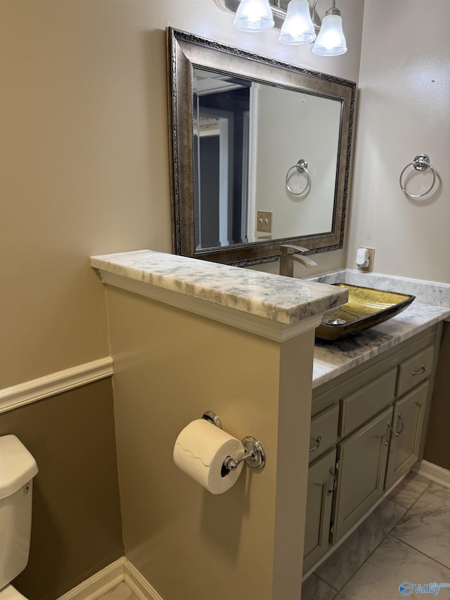 103 Katelyn Dr, Meridianville, AL 35759 - half bathroom with vanity and marble finish floors