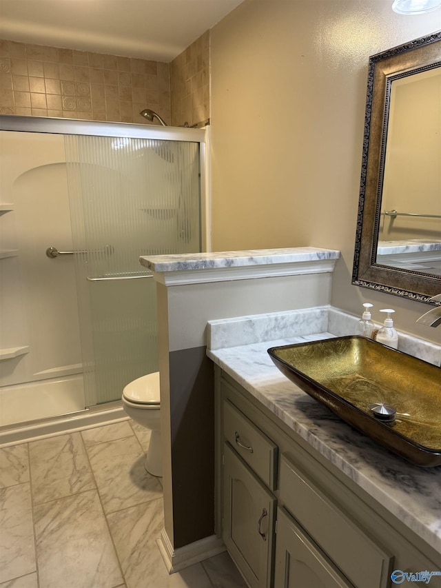 103 Katelyn Dr, Meridianville, AL 35759 - bathroom with a shower stall, vanity, and marble finish floors