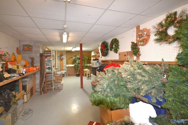 basement with a drop ceiling