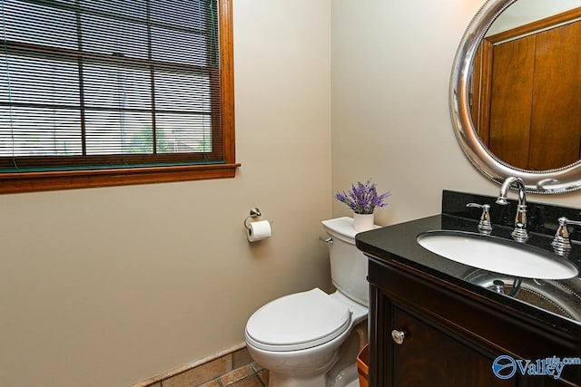 half bathroom with vanity and toilet