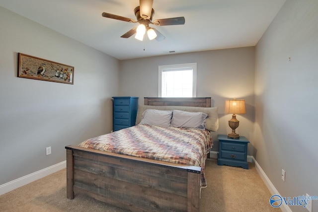 16675 Bellewood Dr, Athens, AL 35613 - bedroom featuring light colored carpet, baseboards, and ceiling fan