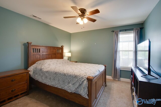 16675 Bellewood Dr, Athens, AL 35613 - bedroom featuring light colored carpet, baseboards, and a ceiling fan