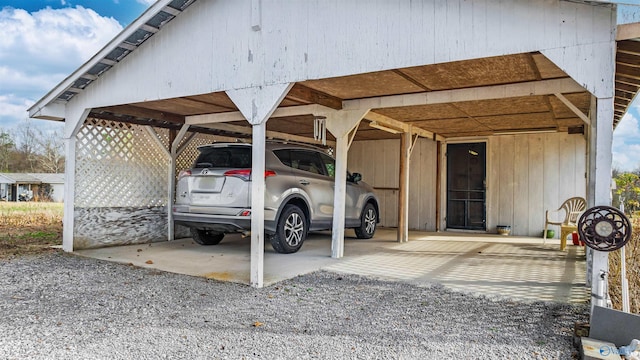 view of parking featuring a carport