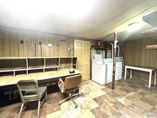 312 8th Ave SW, Attalla, AL 35954 - office space featuring separate washer and dryer, wood walls, and tile patterned floors