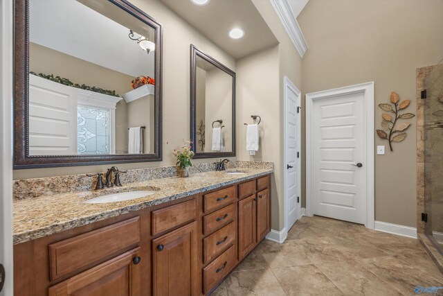 39 Verdant Cir, Huntsville, AL 35803 - bathroom with double vanity and tiled shower