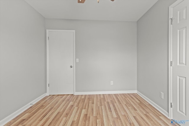 interior space featuring light hardwood / wood-style floors and ceiling fan