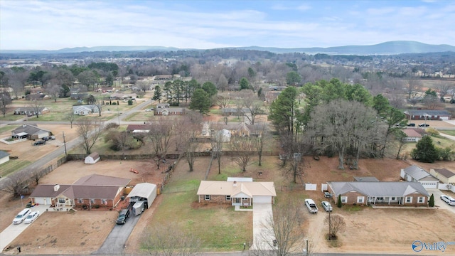 bird's eye view with a mountain view