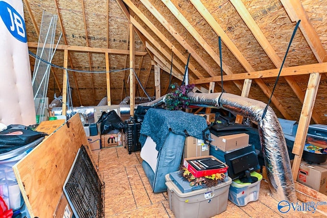 view of unfinished attic