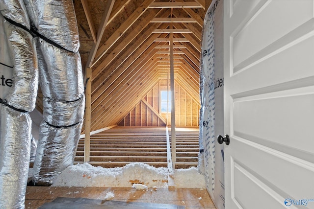 view of unfinished attic