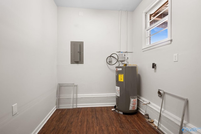 utility room featuring water heater and electric panel