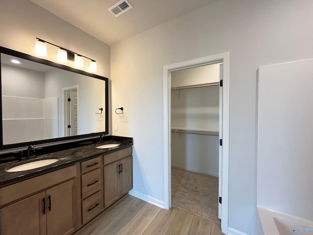 120 Parvin Way Dr, Hazel Green, AL 35750 - bathroom featuring a spacious closet, double vanity, a sink, and visible vents