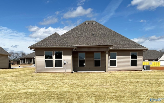 120 Parvin Way Dr, Hazel Green, AL 35750 - back of property featuring a lawn, central AC, and roof with shingles