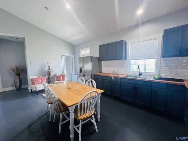 450 County Road 803, Centre, AL 35960 - dining room featuring vaulted ceiling, recessed lighting, and baseboards