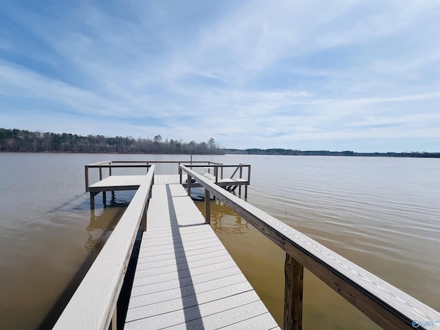 view of dock featuring a water view