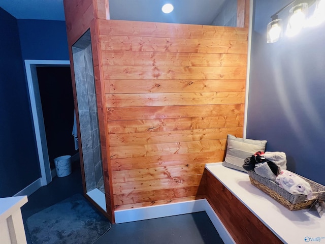 450 County Road 803, Centre, AL 35960 - full bathroom with a stall shower and wood walls