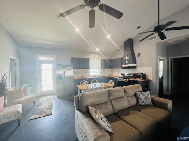 450 County Road 803, Centre, AL 35960 - living room featuring visible vents, a healthy amount of sunlight, and ceiling fan