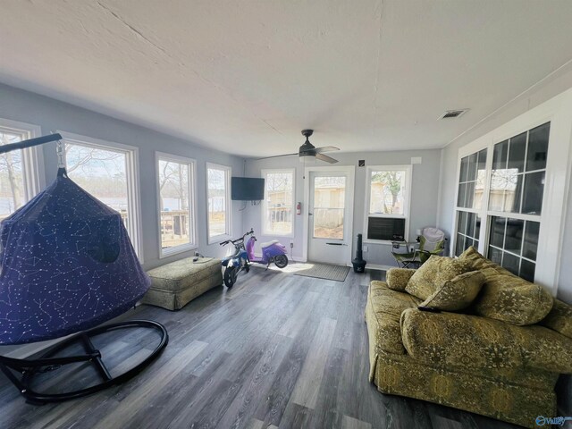 450 County Road 803, Centre, AL 35960 - interior space with visible vents, a ceiling fan, and wood finished floors