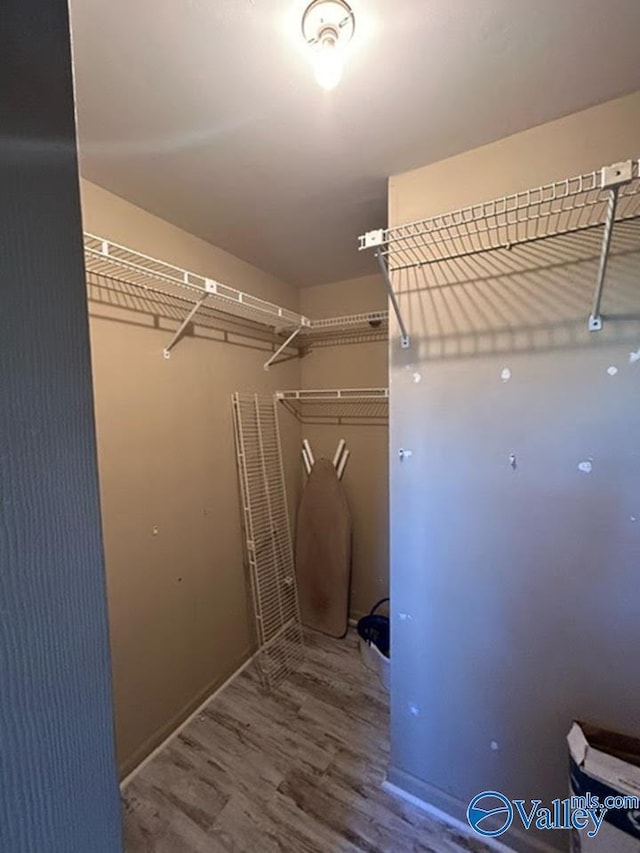 walk in closet featuring hardwood / wood-style flooring