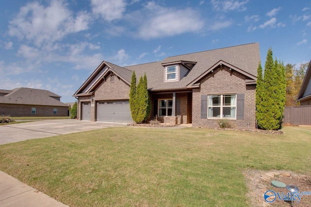 craftsman-style home with a front yard and a garage