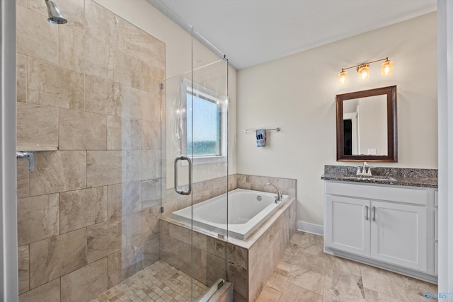 22584 Big Oak Dr, Athens, AL 35613 - full bathroom featuring a garden tub, vanity, and a shower stall