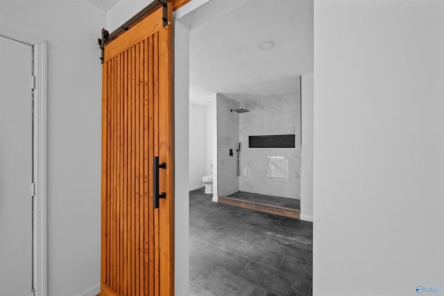 corridor with a barn door