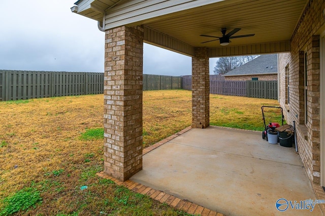 view of patio / terrace featuring ceiling fan